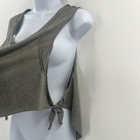Free People FP Movement Gray Open Side Tie Tank Top L Henley Style Athleisure - Picture 2 of 11